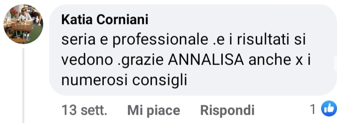 Recensione Facebook Katia Corniani